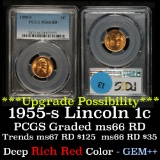 PCGS 1955-s Lincoln Cent 1c Graded ms66 RD By PCGS