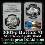 NGC 2001-p Buffalo Modern Commem Dollar $1 Graded pr69 DCAM By NGC