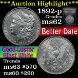 ***Auction Highlight*** 1892-p Morgan Dollar $1 Graded Select Unc by USCG (fc)