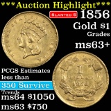 ***Auction Highlight*** 1856 Slanted 5 Indian Princess Large Head Gold $1 Grades Select+ Unc (fc)