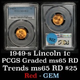 PCGS 1949-s Lincoln Cent 1c Graded ms65 RD By PCGS