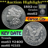 ***Auction Highlight*** 1892-cc Morgan Dollar $1 Graded Select Unc by USCG (fc)