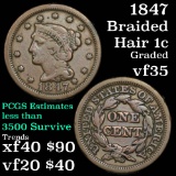 1847 Braided Hair Large Cent 1c Grades vf++