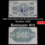 1863 third series 10 cent fractional currency Grades vf, very fine