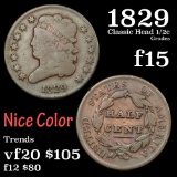 1829 Classic Head half cent 1/2c Grades f+