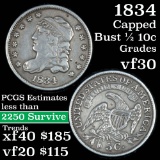 1834 Capped Bust Half Dime 1/2 10c Grades vf++