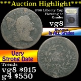 ***Auction Highlight*** 1796 Liberty Cap Flowing Hair large 1c Graded vg, very good USCG (fc)