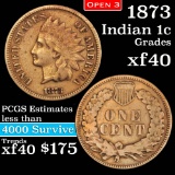 1873 open 3 Indian Cent 1c Grades xf