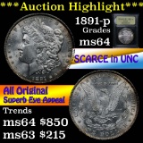 ***Auction Highlight*** 1891-p Morgan Dollar $1 Graded Choice Unc by USCG (fc)