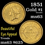 ***Auction Highlight*** 1851 Gold $1 Grades Select Unc (fc)