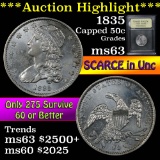 ***Auction Highlight*** 1835 Capped Bust Quarter 25c Graded Select Unc by USCG (fc)