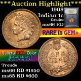 ***Auction Highlight*** 1908 Indian Cent 1c Graded GEM+ Unc RD by USCG (fc)