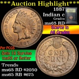 ***Auction Highlight*** 1887 Indian Cent 1c Graded GEM Unc RD by USCG (fc)