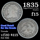 1835 Capped Bust Half Dime 1/2 10c Grades f+