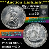 ***Auction Highlight*** 1921 Pilgrim Old Commem Half Dollar 50c Graded GEM+ Unc by USCG (fc)