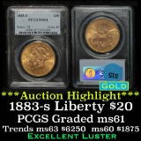 ***Auction Highlight*** PCGS 1883-s Gold Liberty Double Eagle $20 Graded ms61 By PCGS (fc)