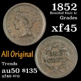 1852 Braided Hair Large Cent 1c Grades xf+