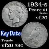 1934-s Peace Dollar $1 Grades vf, very fine