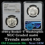 NGC 1946-p BTW Old Commem Half Dollar 50c Graded ms64 By NGC