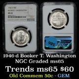 NGC 1946-d BTW Old Commem Half Dollar 50c Graded ms65 By NGC