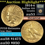 ***Auction Highlight*** 1914-s Gold Indian Eagle $10 Graded Select AU by USCG (fc)