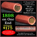 Indian Head Penny 1c Shotgun Roll, 1898 on one end, reverse on the other (fc)