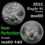 2011 Silver Eagle Dollar $1 Grades ms69