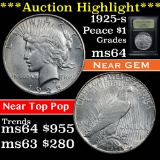 ***Auction Highlight*** 1925-s Peace Dollar $1 Graded Choice Unc by USCG (fc)