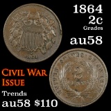 1864 2 Cent Piece 2c Grades Choice AU/BU Slider