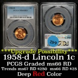 PCGS 1958-d Lincoln Cent 1c Graded ms66RD By PCGS