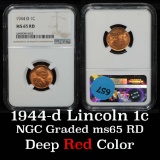 NGC 1944-d Lincoln Cent 1c Graded ms65 RD By NGC