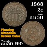 1868 2 Cent Piece 2c Grades AU, Almost Unc