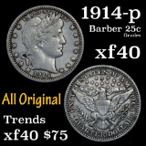 1914-p Barber Quarter 25c Grades xf