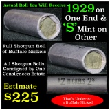 Full roll of Buffalo Nickels, 1929 one end & a 's' Mint rev other end Buffalo Nickel 5c (fc)