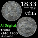 1833 Capped Bust Half Dollar 50c Grades vf++