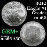 2010 Silver Eagle Dollar $1 Grades GEM+ Unc