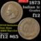 1873 Open 3 Indian Cent 1c Grades f, fine