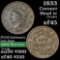 1833 Coronet Head Large Cent 1c Grades xf+ (fc)