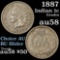 1887 Indian Cent 1c Grades Choice AU/BU Slider