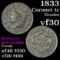 1833 Coronet Head Large Cent 1c Grades vf++