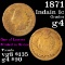 1871 Indian Cent 1c Grades g, good