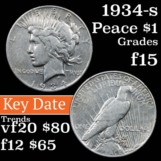 1934-s Peace Dollar $1 Grades f+