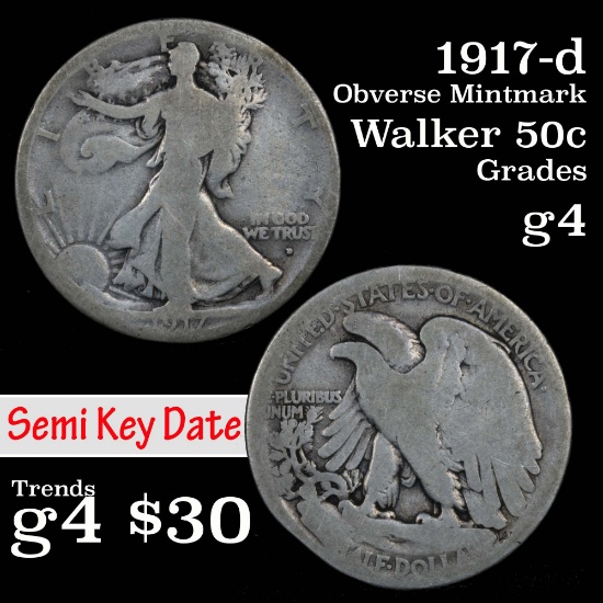 1917-d Obverse Walking Liberty Half Dollar 50c Grades g, good