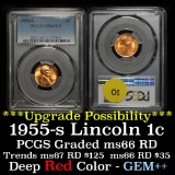 PCGS 1955-s Lincoln Cent 1c Graded ms66 RD by PCGS