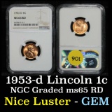 NGC 1953-d Lincoln Cent 1c Graded ms65 RD by NGC