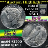 ***Auction Highlight*** 1923-d Top 50 'Pony Tail' die break Peace $1 Graded Select+ Unc USCG (fc)