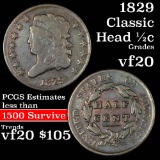 1829 Classic Head half cent 1/2c Grades vf, very fine