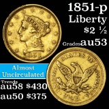 1851-p Gold Liberty Quarter Eagle $2 1/2 Grades Select AU (fc)