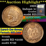 ***Auction Highlight*** 1905 Indian Cent 1c Graded GEM+ Unc RD By USCG (fc)