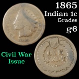 1865 Indian Cent 1c Grades g+